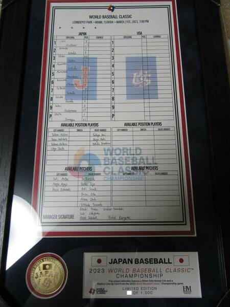 即決★２０２３ ＷＢＣ★１０００個限定★侍ジャパン ＪＡＰＡＮ 優勝記念 ラインナップカードフォトミント（決勝）