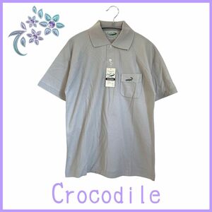 【Crocodile】ポロシャツ ゴルフ ウェア 刺繍 ロゴ ワニ グレー 半袖