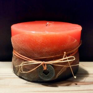中 キャンドル Candle ハーフサイズ 置き型 レッド系 リラクゼーション キャンプ アウトドア インテリア オブジェ 雑貨