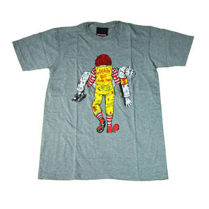  マクドナルド ケンタッキー ジョーク ハンバーガー ストリート系 おもしろTシャツ メンズTシャツ 半袖 グレー ★N314XL
