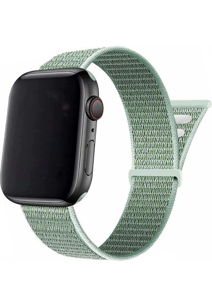 Apple アップルウォッチバンド 38/40/41mm ナイロンバンド 交換ベルト 替えベルト シリーズ2345678SE対応 マジクテープ浅いグリーン 緑