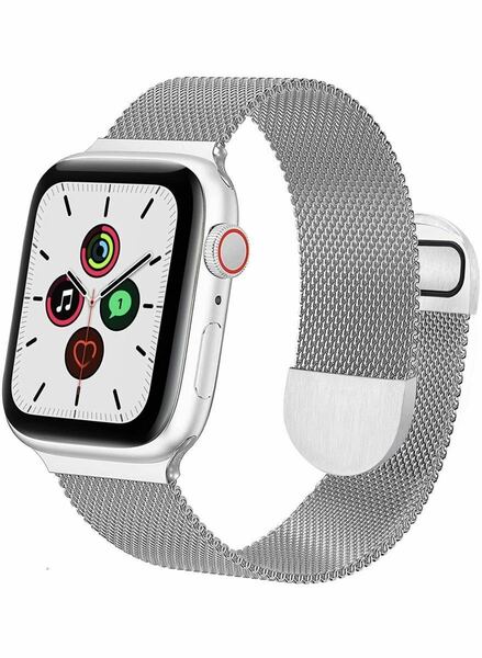 Apple Watchアップルウォッチ バンド42/44/45/49mm 交換ベルト　金属ステンレス　磁石留め　シリーズ2345678SE対応　工具不要　シルバー