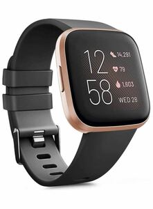 Fitbit Versa 2 / Versa Lite 替えベルト 交換バンド ラバーベルト　Sサイズ　ブラック　黒