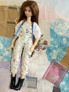 リカちゃん　服　サロペット　ハンドメイド アウトフィット　マリンルック