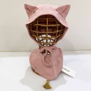 【新品未使用】mocmof モクモフ ピンク スタイ 帽子 セット 星柄 猫耳 ネコミミ タッセル アニマル よだれかけ 頭巾 かわいい ハロウィン