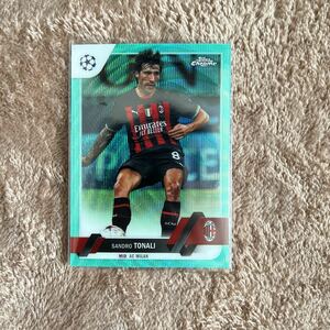 Topps Chrome Uefa club competitions UCC 2022/23 - Sandro Tonali - Aqua Wave Refractor 199シリ - AC Milan サンドロ・トナーリ