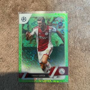 Topps Chrome Uefa club competitions UCC 2022/2023 - Lorenzo Lucca - Neon Green Shimmer 399シリ AFC AJAX ルーキー RC