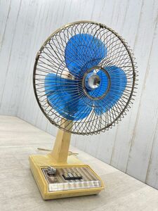  Showa Retro MEIKO ELECTRIC electric fan MF-355 blue 30. air flow 3 -step operation verification settled 3 sheets wings root yawing antique old Japanese-style house Cafe the same day delivery 