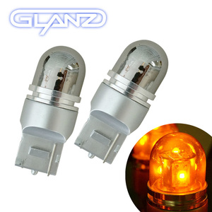 ★特価★ GLANZ LED ステルスバルブ T20 12V アンバー ピンチ部違いシングル球 2個セット ウインカーランプ コーティングバルブ
