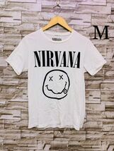 M GU ジーユー 半袖Tシャツ 半袖 Tシャツ カットソー ホワイト NIRVANA ニコちゃんマーク スマイル トップス レディース メンズ_画像1