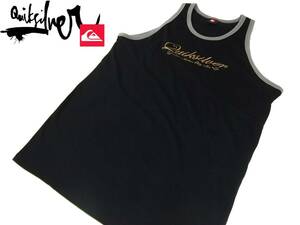 【美品】レア！◆Quicksilver クィックシルバー◆ゴールドロゴ コットン タンクトップ M / ブラック