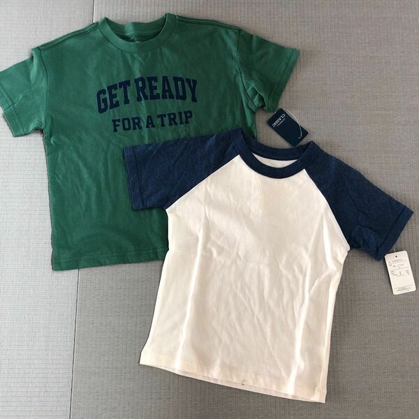 新品　キッズ　男の子　子供　Tシャツ　2枚　グリーン　バイカラー　110㎝