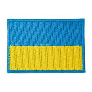 ★新品 ワッペン ウクライナ Ukraine 宇克蘭 戦争反対 フラッグ 国旗 Flag Mサイズ アイロン 簡単貼り付け アップリケ 刺繍