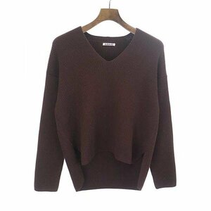 AURALEE オーラリー 18AW SUPER FINE WOOL RIB KNIT V NEC ニット ブラウン 0 レディース IT4KPQO882JS