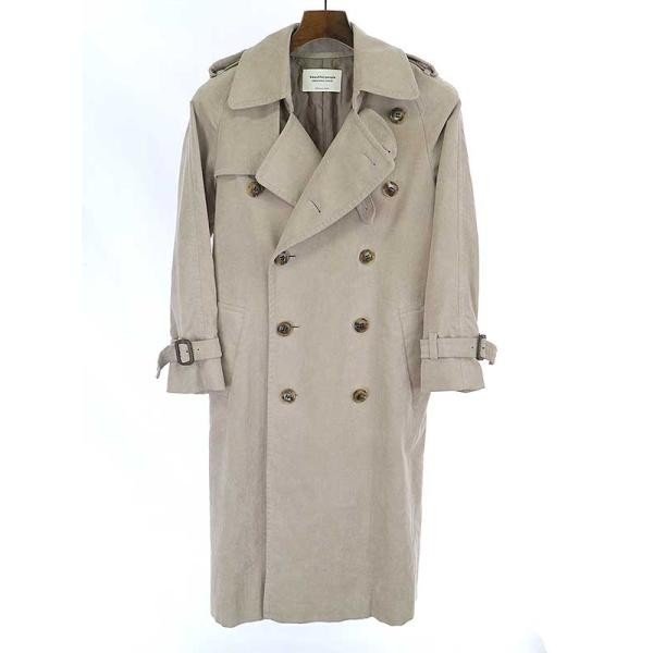 【美品】ビューティフルピープル　ロングコート150 牛革/ウール100% 美品】ビューティフルピープル ロングコート150 牛革/ウール100%