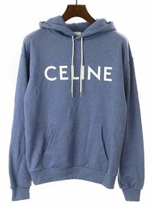 CELINE セリーヌ ロゴプリントルーズスウェットパーカー ブルー サイズ：XS