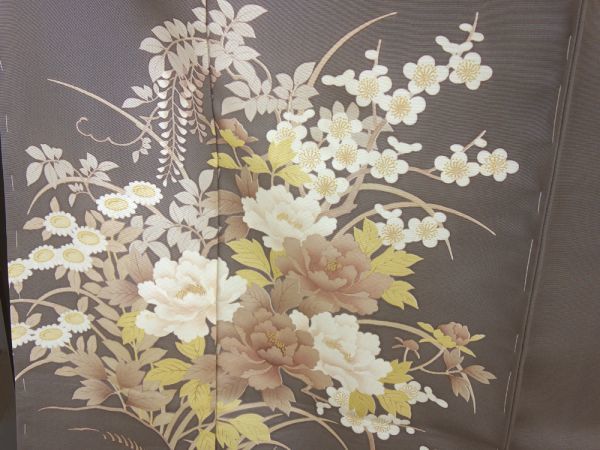 着物物語□5628-1□廃業品訳あり未仕立て品染めの北川訪問着仮絵羽紫色