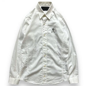 日本製 Roen ロエン 70136017 スワロフスキー ロゴ 長袖 コットン シャツ レギュラーカラー トップス ロングスリーブ 42 ホワイト