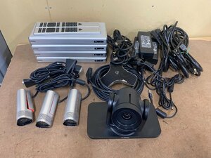 *[ present condition goods ]POLYCOM video meeting system RealPresence Group 310 4 pcs + camera 4 pcs Mike * remote control attaching system the first period . ending lack of equipped 