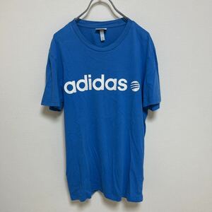 adidas アディダス　半袖Tシャツ ロゴTシャツ グローブロゴ　ブルー
