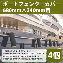 【4枚】 ボートフェンダー用 カバー 適応：680mm×220mm ブラック 黒 劣化防止 カバー 袋 保管 ボートフェンダーカバー ブイ 浮き ケース_画像2