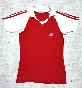 80s~90s Adidas Descente рубашка-поло la gran рукав to зеркальный . il s Lee полоса очень редкий adidas 80 годы ~90 годы шар 7986