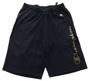 チャンピオン スウェット ハーフパンツ ショートパンツ ビッグロゴ デカロゴ　　Champion ブラック × ゴールド Cマーク 玉7476