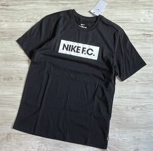 M 新品 NIKE ナイキ Tシャツ F.C. FC メンズ 黒 ロゴ 綿 半袖 サッカー ボックスロゴ 半袖Tシャツ