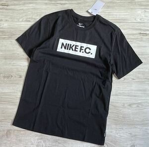 Lサイズ 新品 NIKE ナイキ Tシャツ F.C. FC メンズ 黒 ロゴ 綿 半袖 サッカー ボックスロゴ 半袖Tシャツ