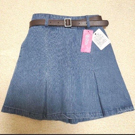 ピンクラテ デニムスカート ベルト付き 150cm