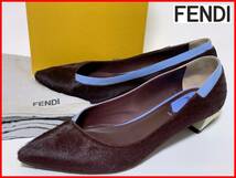 即決 FENDI フェンディ 35≒22cm パンプス 箱付 パープル ベロア？ レディース jtu_画像1