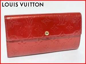 即決 LOUIS VUITTON ルイヴィトン ヴェルニ 二つ折り 財布 赤 ウォレット レディース メンズ jts1