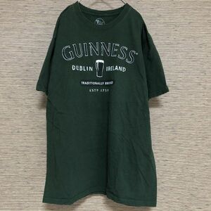 ギネスビール　半袖Tシャツ　メキシコ製　モスグリーン　デカロゴ　デカプリント13 古着　入手困難　激レア　希少 人気　緑　ビッグロゴ