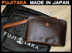 特価即決 【未使用】 FUJITAKA ★ 日本製 オイルキップレザー セカンドバッグ ★ フジタカ 牛革 046204 税込定価1万9800円 クラッチ