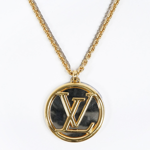 LV Louis * Vuitton kolie* Louis -zLV Logo длинный колье Gold × серебряный 