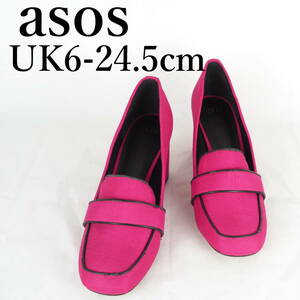 LK9365**asos*エイソス*ローファーパンプス*24.5cm*ピンク*