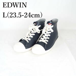 EB3131*EDWIN*エドウィン*レディースレインシューズ*L(23.5-24cm）*ネイビー