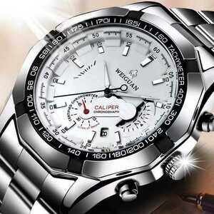 T114 新品 デユアル WEIGUAN 腕時計メンズ ラグジュアリーステンレス 白