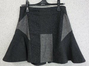 レディース オンワード樫山 iCB プリーツ ミニスカート サイズ11 黒 ブラック×グレー