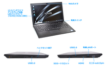 ノートパソコン フルHD SONY VAIO VJPG11 Core i5 7200U m.2SSD256G メモリ8G Wi-Fi Webカメラ Windows10_画像6