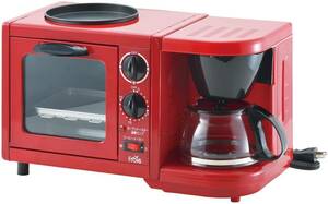 【送料割安】【未使用品】フローレ トリオクッカー トースター・コーヒーメーカー・調理プレートの3つの機能が1台で FR-01