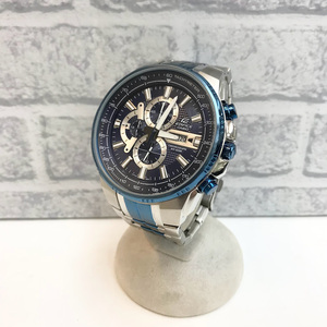 ★稼働★ CASIO EDIFICE カシオ エディフィス デイデイト クロノグラフ EFR-549B-2AV QZ 青文字盤 ステンレス 腕回り約15.5cm