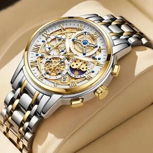 メンズ腕時計 トップブランド腕時計 クォーツ時計 フルスチール高級腕時計 クロノグラフウォッチ 男性用 高品質