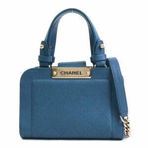 シャネル CHANEL ハンドバッグ マトラッセ レザー/メタル ダークブルー/ゴールド e56174a