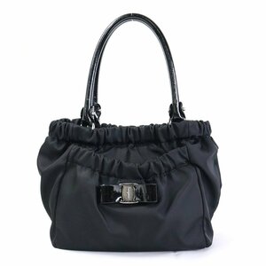 サルヴァトーレフェラガモ Salvatore Ferragamo ハンドバッグ ヴァラリボン ナイロン/パテントレザー ブラック e56204f