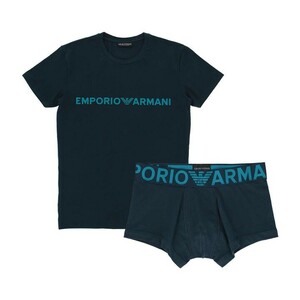 EMPORIO ARMANI エンポリオ アルマーニ ストレッチコットン STRECH COTTON 前閉じ Tシャツ＆ボクサーパンツ メンズ 54075164 ネイビー S