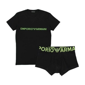 EMPORIO ARMANI エンポリオ アルマーニ ストレッチコットン STRECH COTTON 前閉じ Tシャツ＆ボクサーパンツ メンズ 54075164 ブラック M