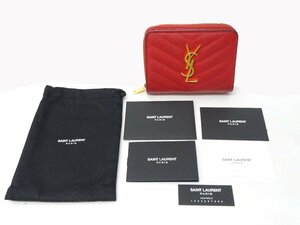 サンローラン SAINT LAURENT コンパクトジップウォレット 403723 レザー Vステッチ 三つ折り ミニ 財布 コンパクト YSLロゴ