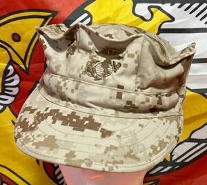 沖縄　米軍海兵隊実物　USMC　デザートマーパットキャップ　LARGE カモフラ ピクセル　デジタル迷彩 キャップ帽子 OKINAWA MARINEs