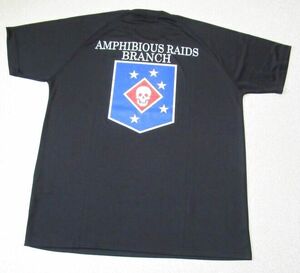 沖縄米軍実物 AMPHIBIOUS RAIDS BRANCH Tシャツ　DRY BLACK　LARGE OKINAWA ミリタリー